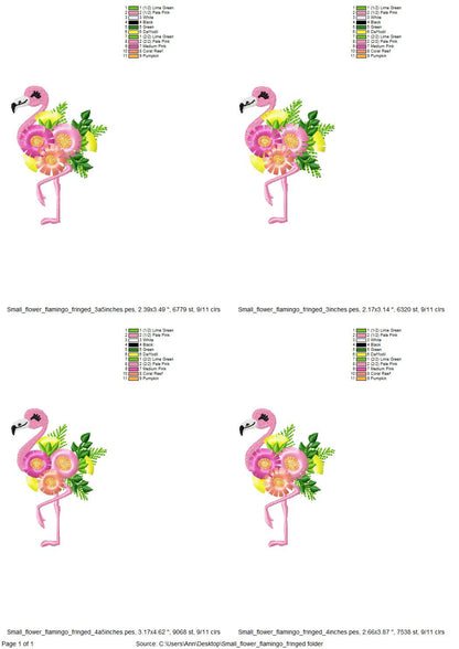 Mini Fringed Floral Flamingo