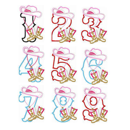 Girls Cowboy Birthday Numbers 1-9