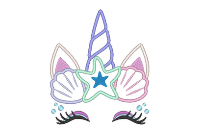 Mermaid Unicorn with Shell and Starfish