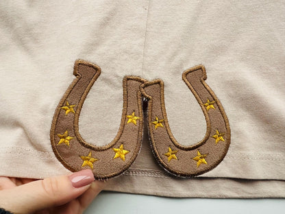 Horseshoe with tiny Stars side bow split seam Farm Horse stable