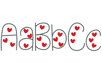 Puff Bean Stitch Heart Line Font