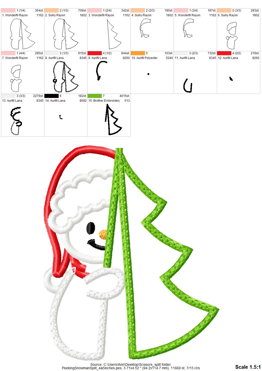 Christmas Peeking Snowman Applique
