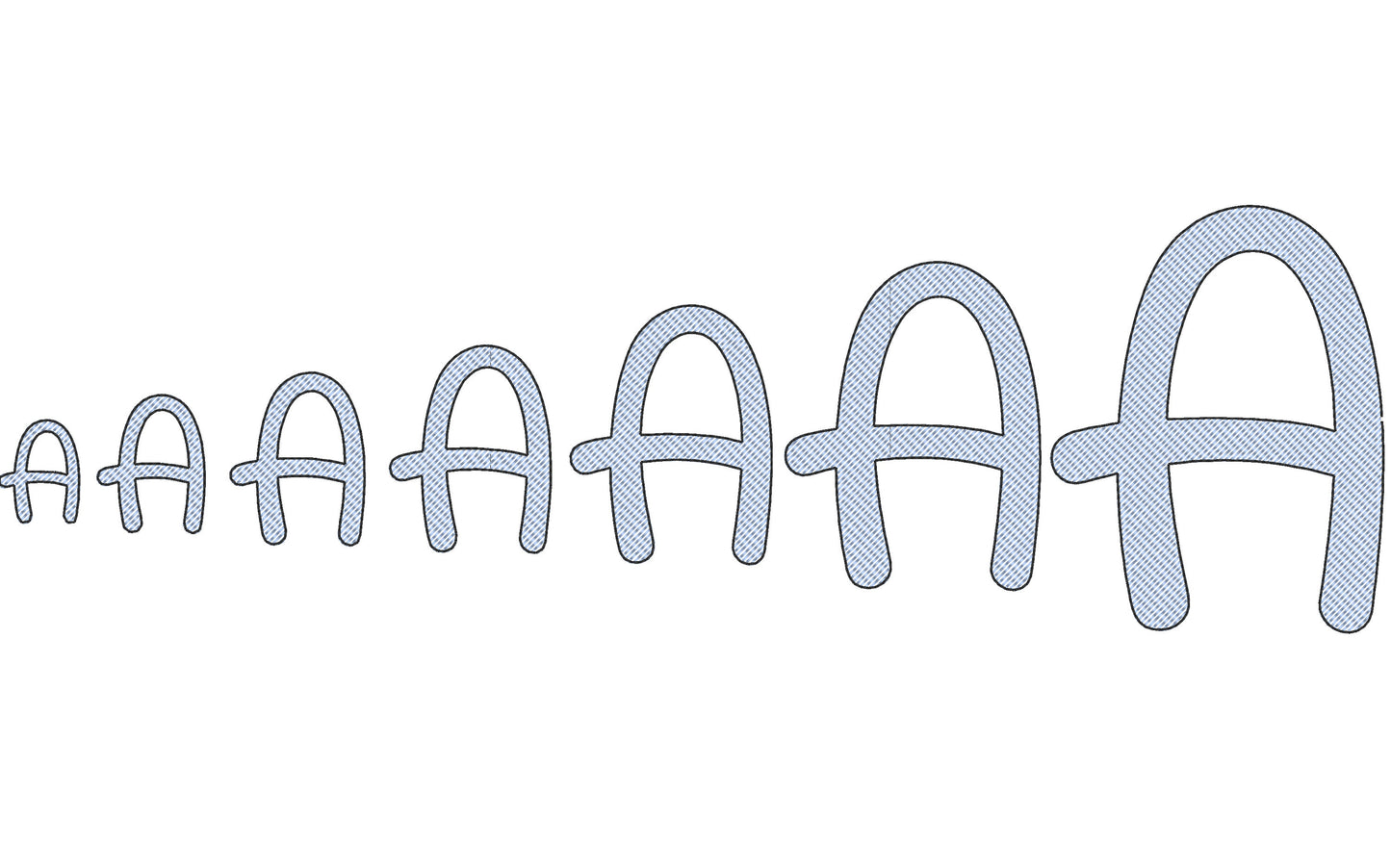 Cute Light fill Stitch Font alphabet monogram transparent letters