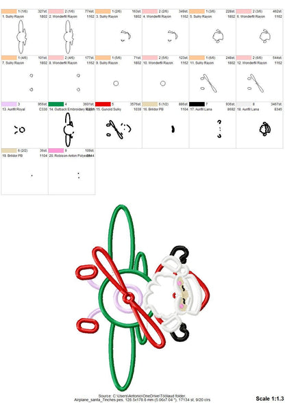 Santa On Christmas Airplane Front Applique