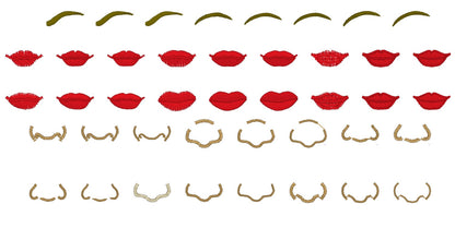 Doll Fringed Eyelashes and Eyes Set of 6