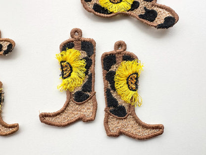 Cowboy Boots and Hat Fringed Sunflower Charm
