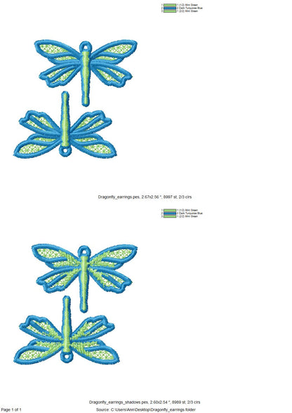 Dragonfly Earrings or Charm FSL