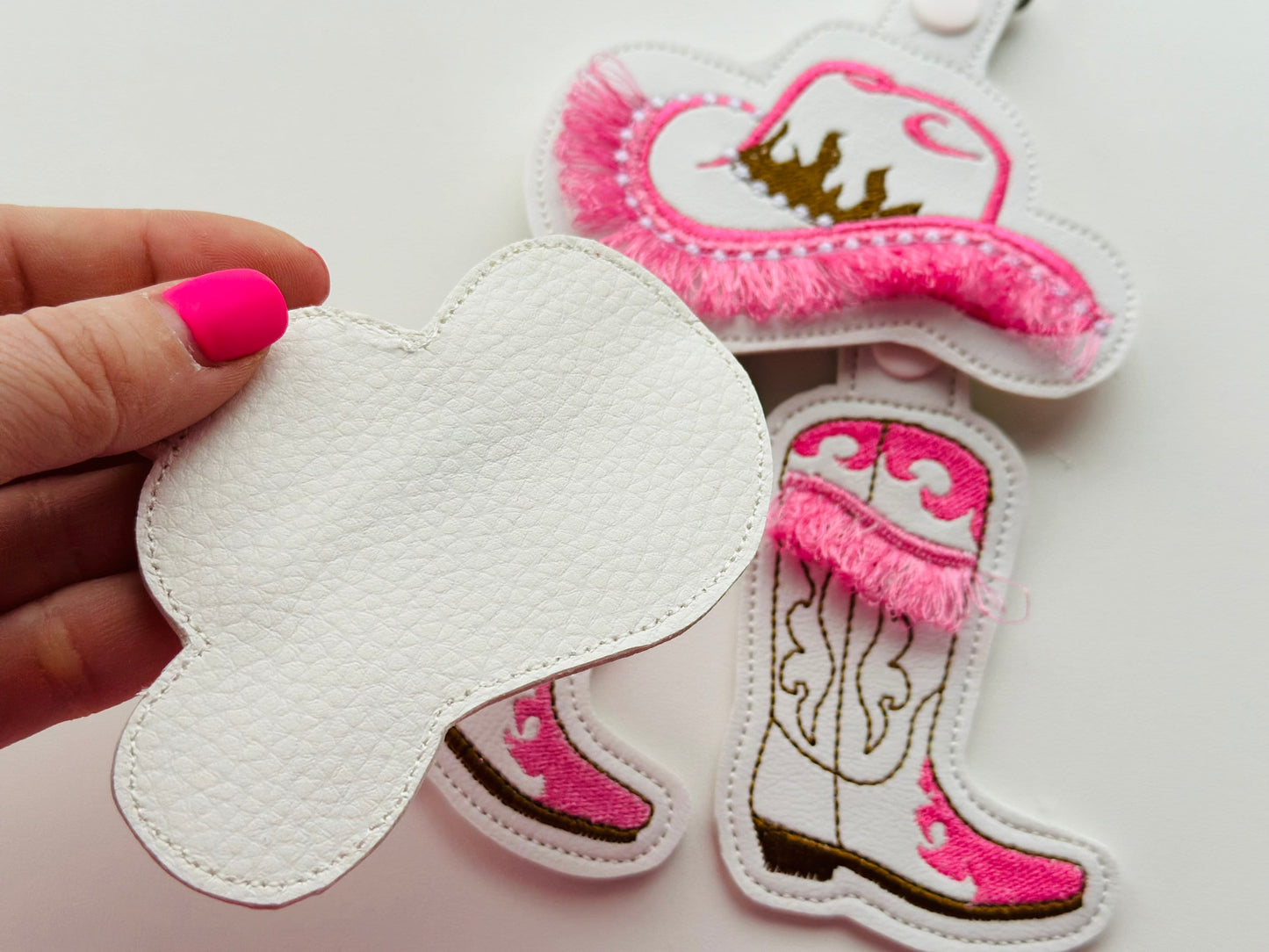 Pretty Cowgirl Cowboy Boots And Hat Keychain