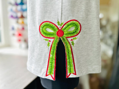 Christmas Fringed Bow Holly Berries