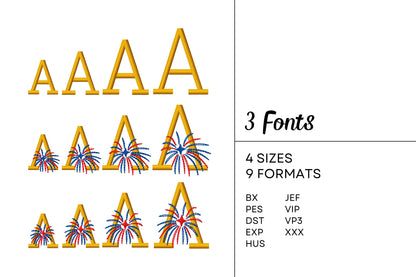 Fireworks 4th July Independence day patriotic bundle satin stitch 3