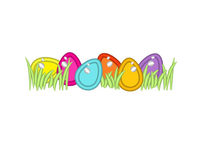 Tiny Eggs in grass Applique machine embroidery designs for hoop 4x4 and