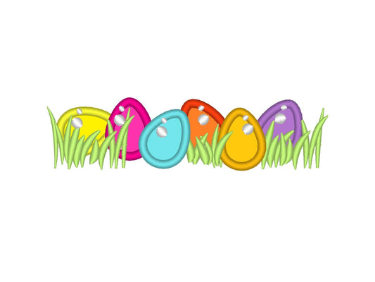 Tiny Eggs in grass Applique machine embroidery designs for hoop 4x4 and