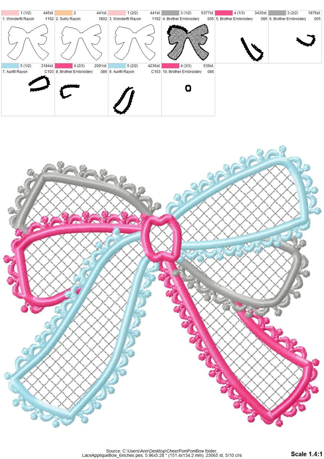 Lace Split Side Seam Bow Applique