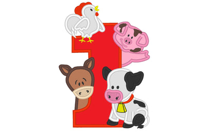Farm Animals Birthday Number 1