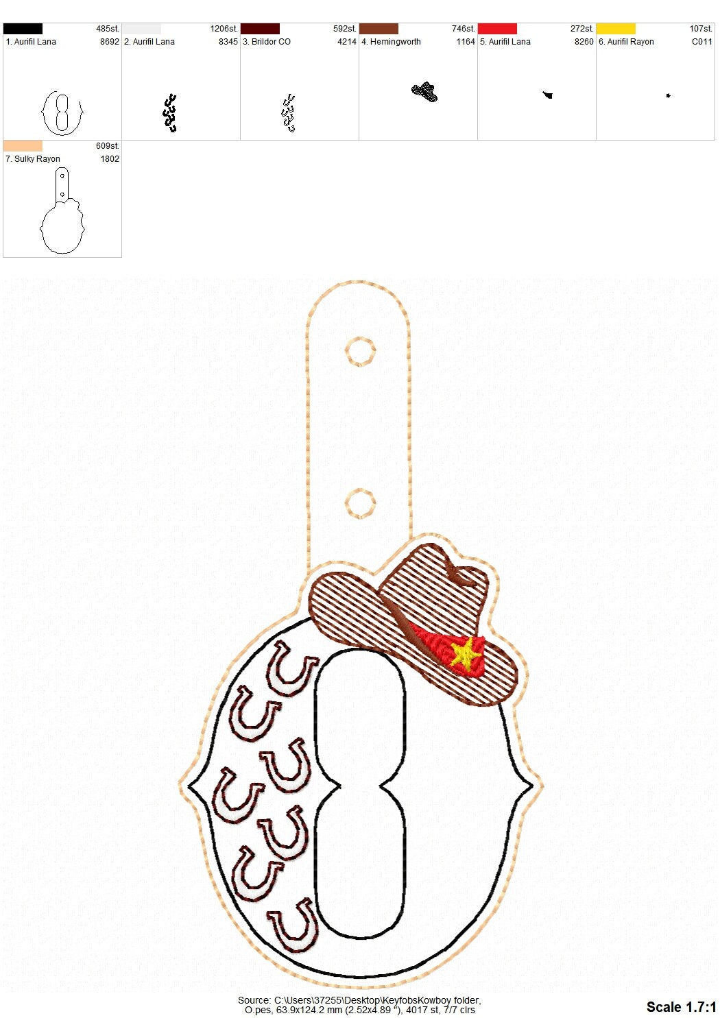 Cowboy Hat and Boots Monogram Keychain