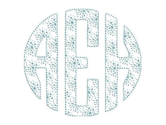Snowflake Monogram A-Z, awesome winter frozen snow three letters circle