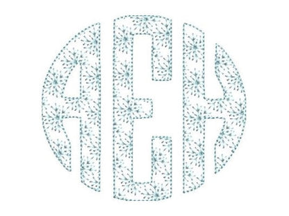 Snowflake Monogram A-Z, awesome winter frozen snow three letters circle