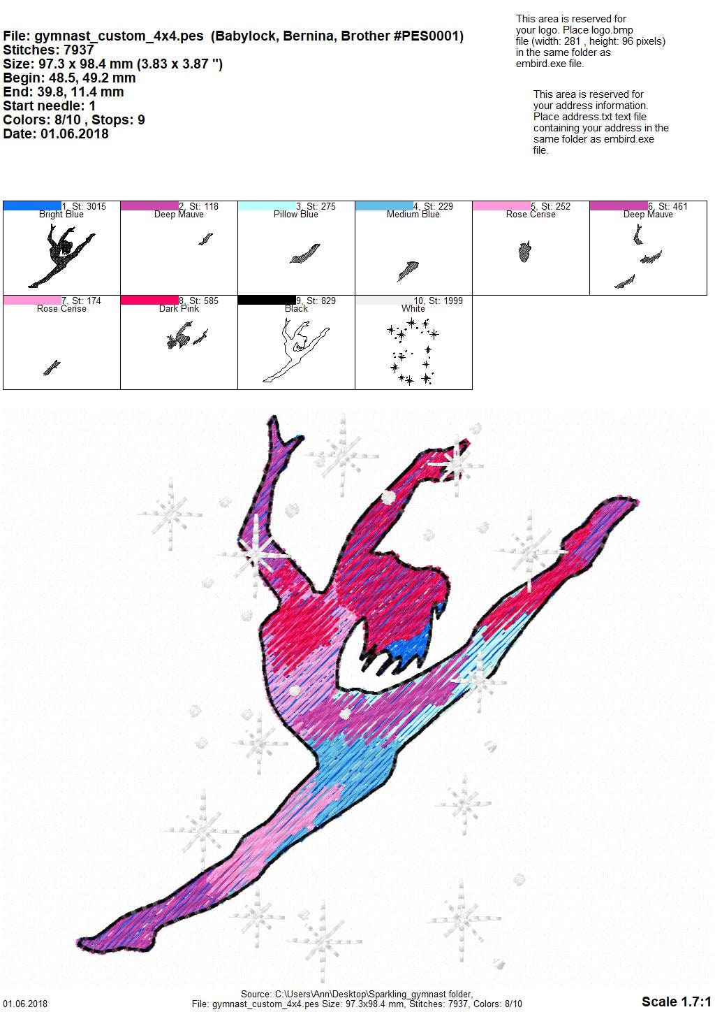 Gymnast Dancer Sparkling Outline