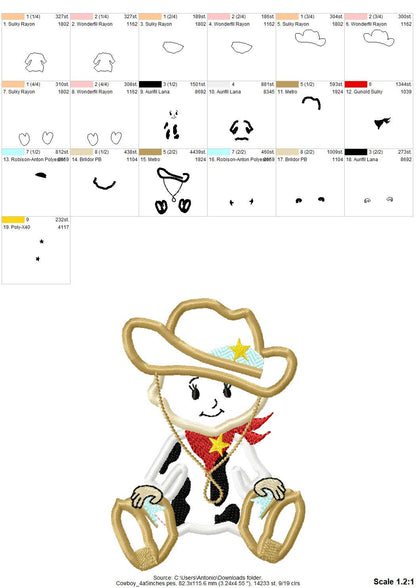 Rodeo Cowboy Cowgirl Baby Set of 2 Applique