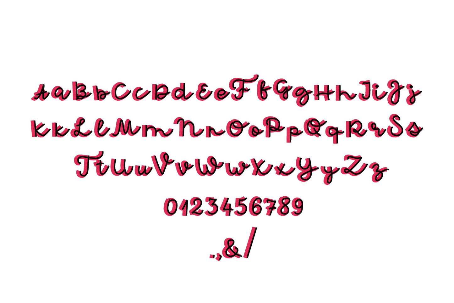 Wide Handwritten Script Shadow Font