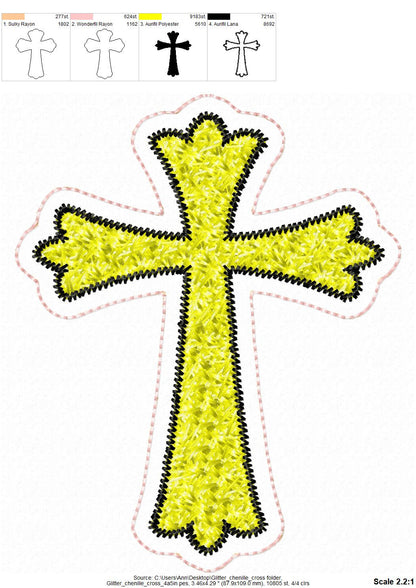 Faux Chenille Glitter HTV Vinyl Cross