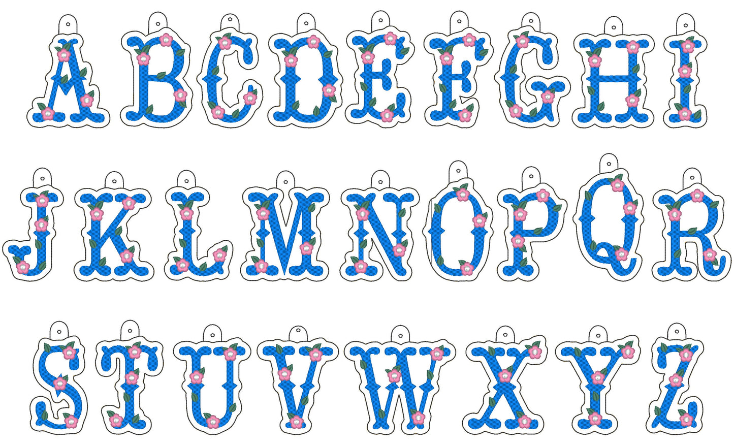 Small flower western cowboy Monogram keychain and eyelet gift tag