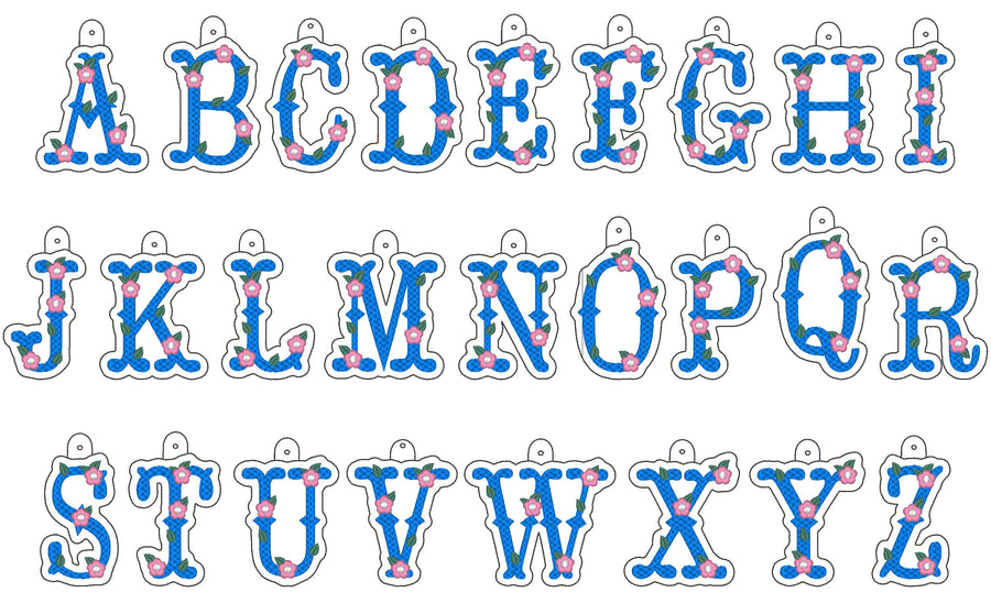 Small flower western cowboy Monogram keychain and eyelet gift tag