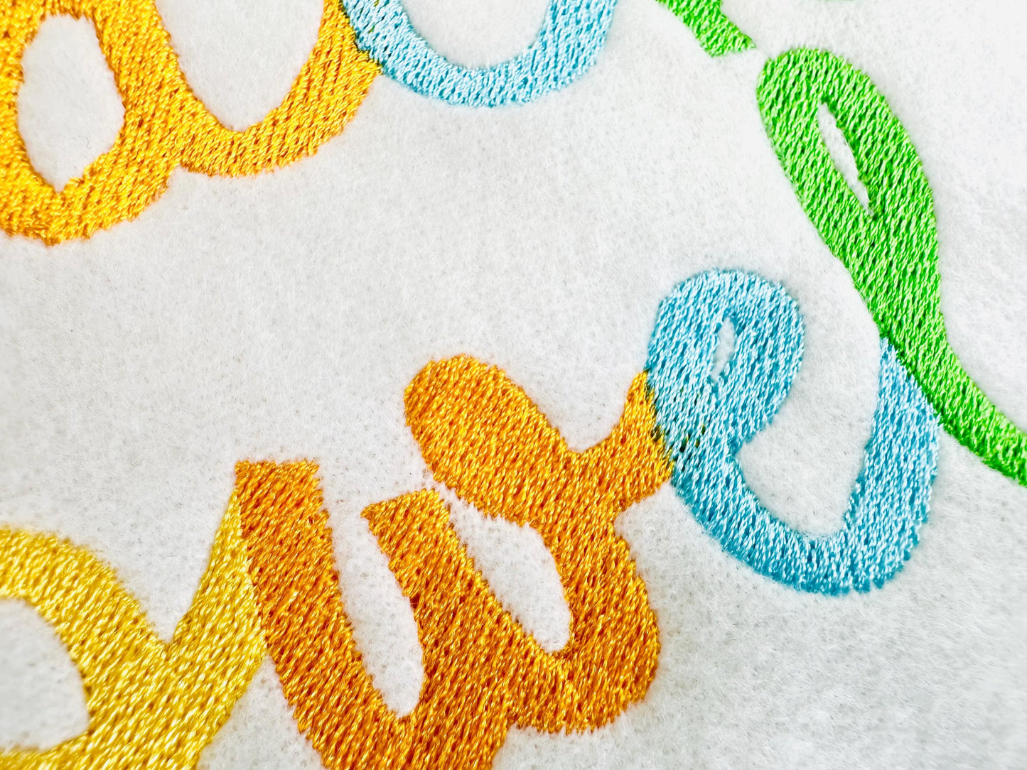 Fill stitch handwritten Font alphabet letters kids baby name monogram