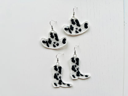 Cowboy Cowgirl Boots and Hat Earrings