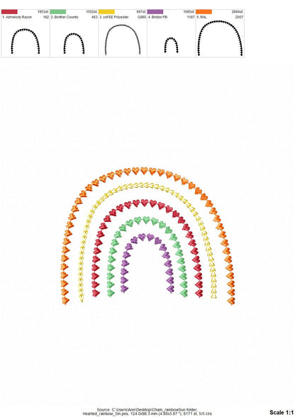 Primitive Quick Stitch Heart Rainbow