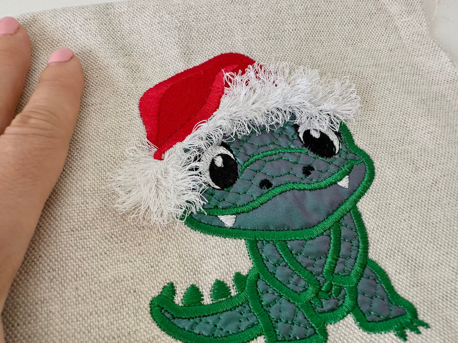 Crocodile Gator Fringed Santa Hat Applique