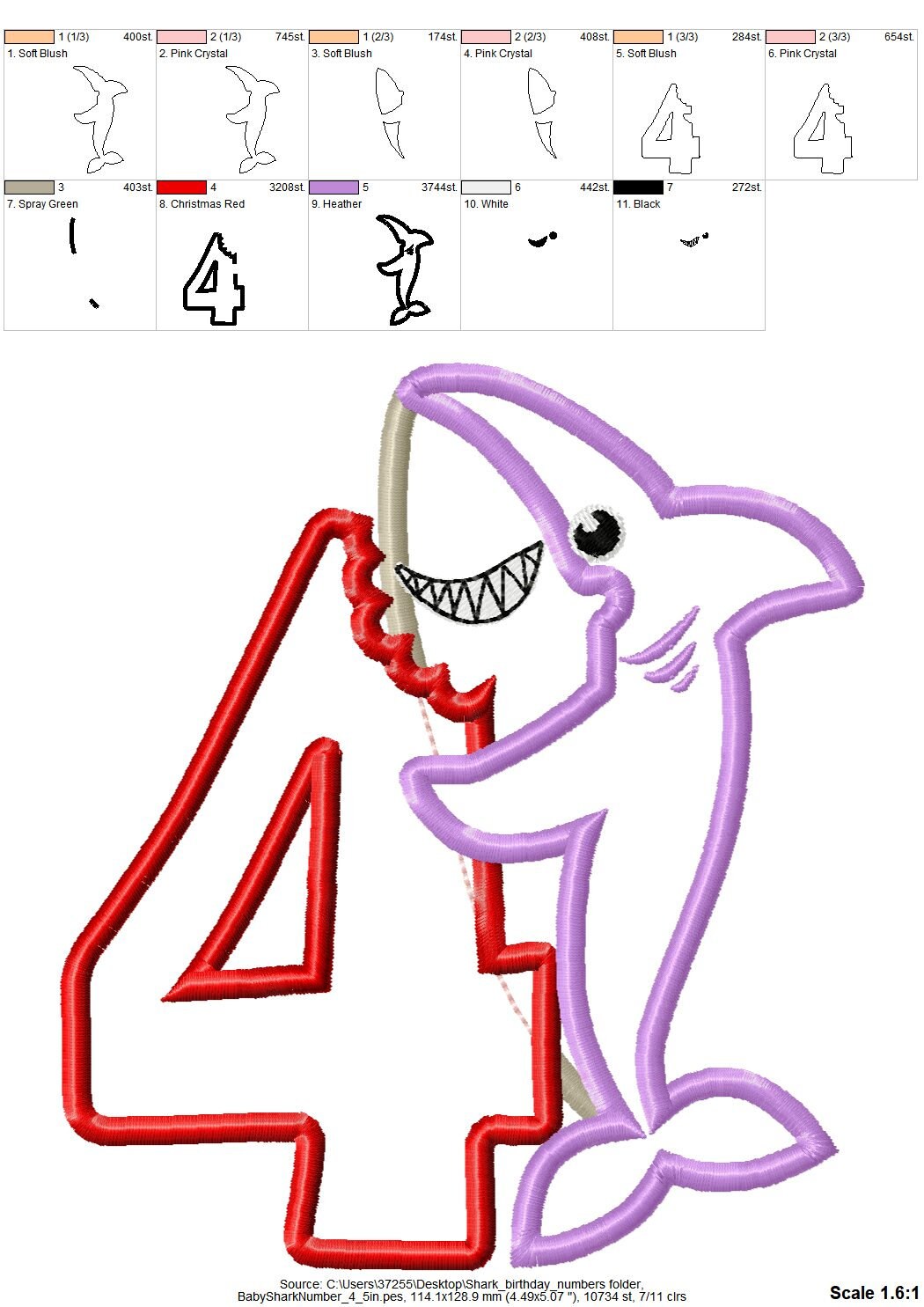 Baby Shark Birthday Number 4 Four