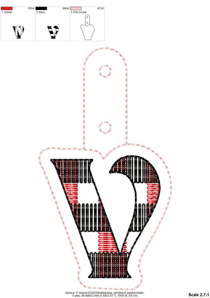 Gingham Buffalo Monogram Keychain