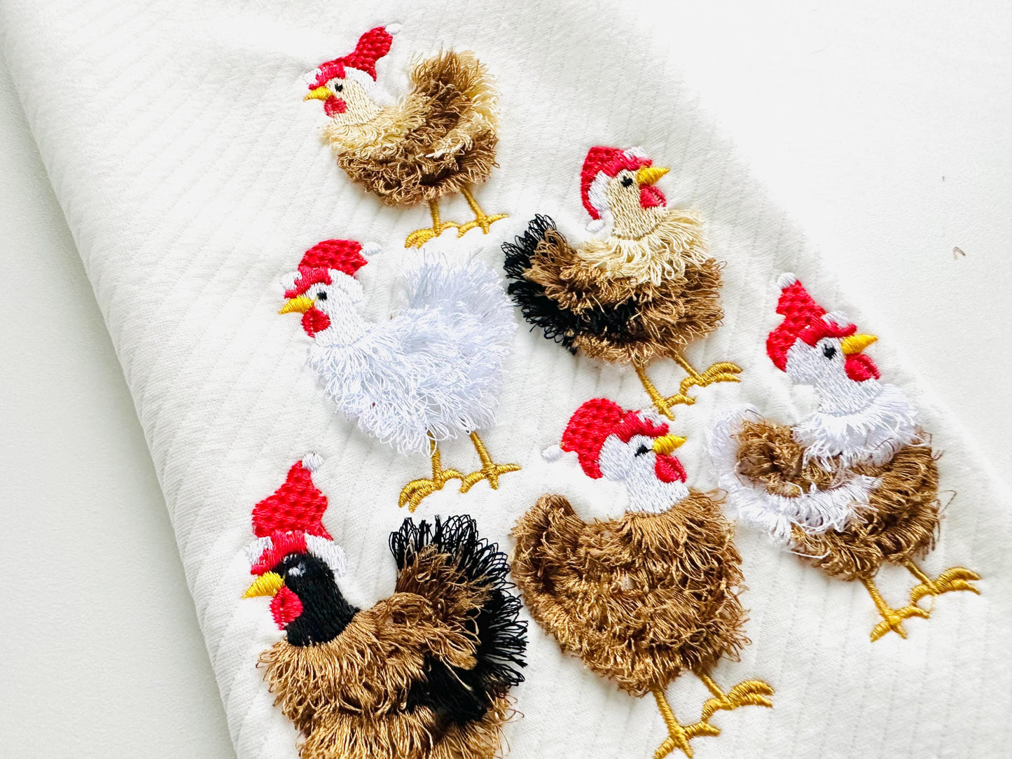 Fringed Christmas Chicken Flock with Santa Hat