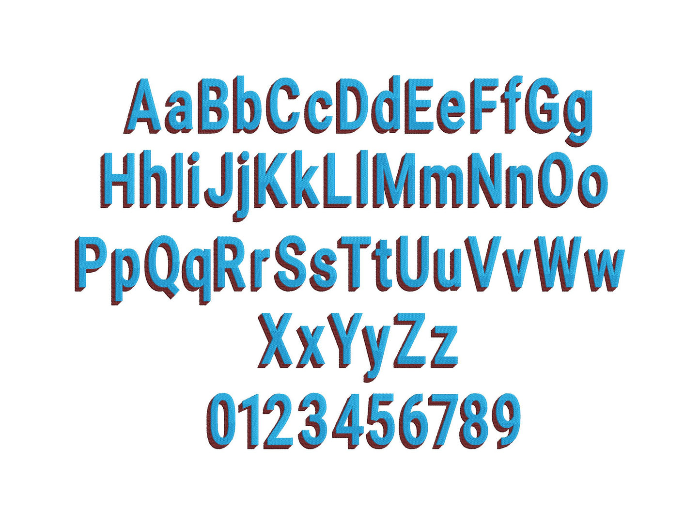 Block Type Narrow Shadow Font Fill Stitch