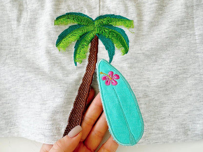 Summer Beach Palm And Surfing Board