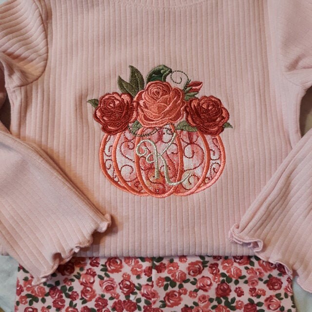 Fall Pumpkin with Shabby Chick Rose Crown