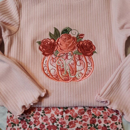 Fall Pumpkin with Shabby Chick Rose Crown