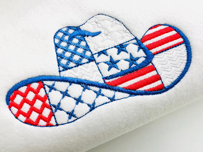 Patchwork Cowboy Hat US flag pattern Hat silhouette outline American