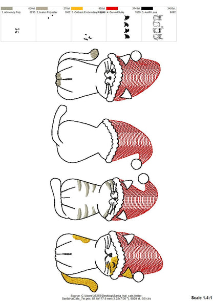 Christmas Cat Santa Hat 4 in a row