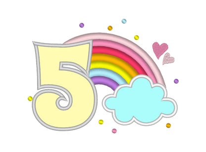 Cute Rainbow Birthday Number 5