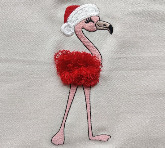 Fringed Christmas Flamingo Santa