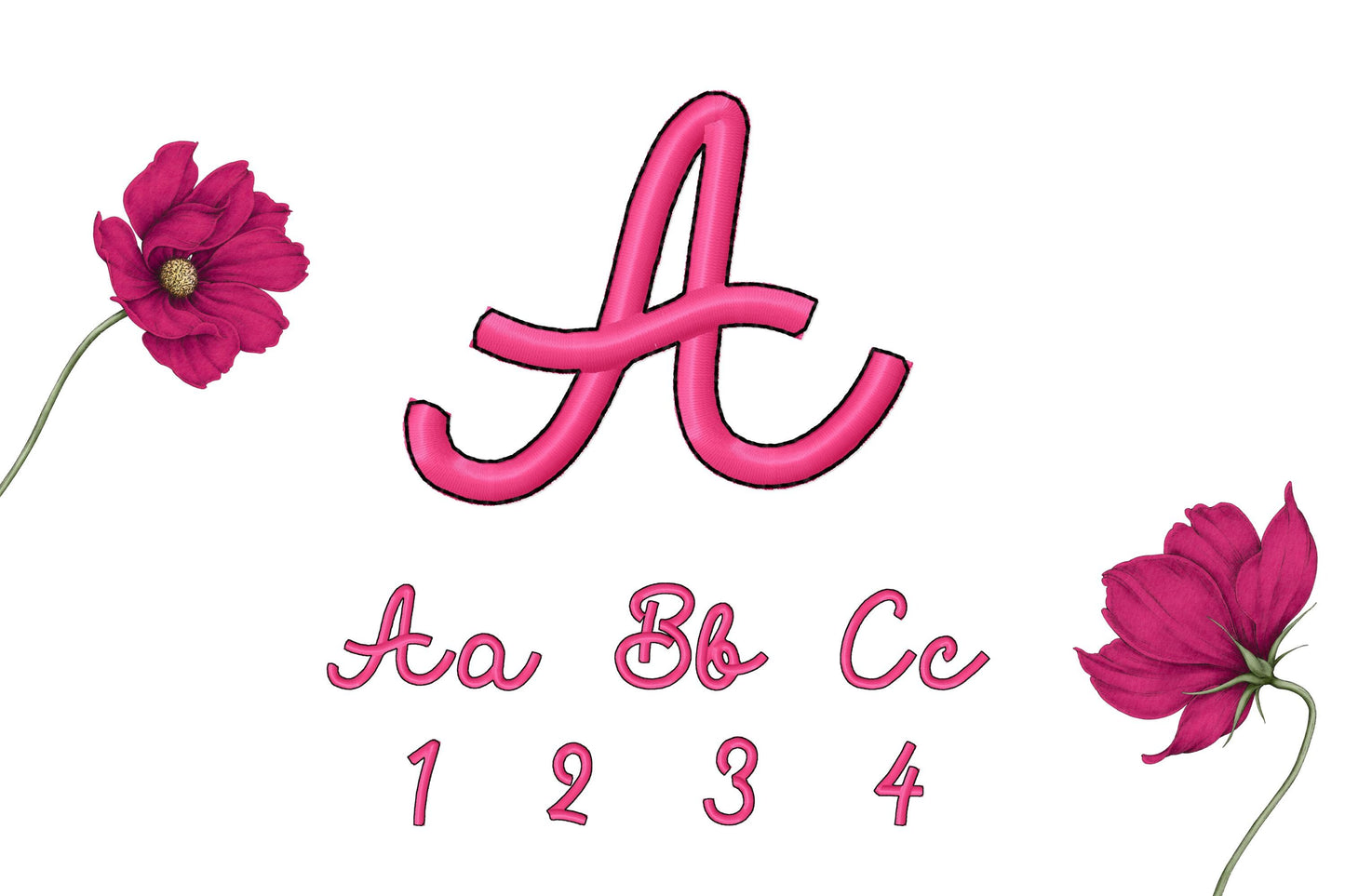 Satin Stitch and Outline Handwritten Font Barb