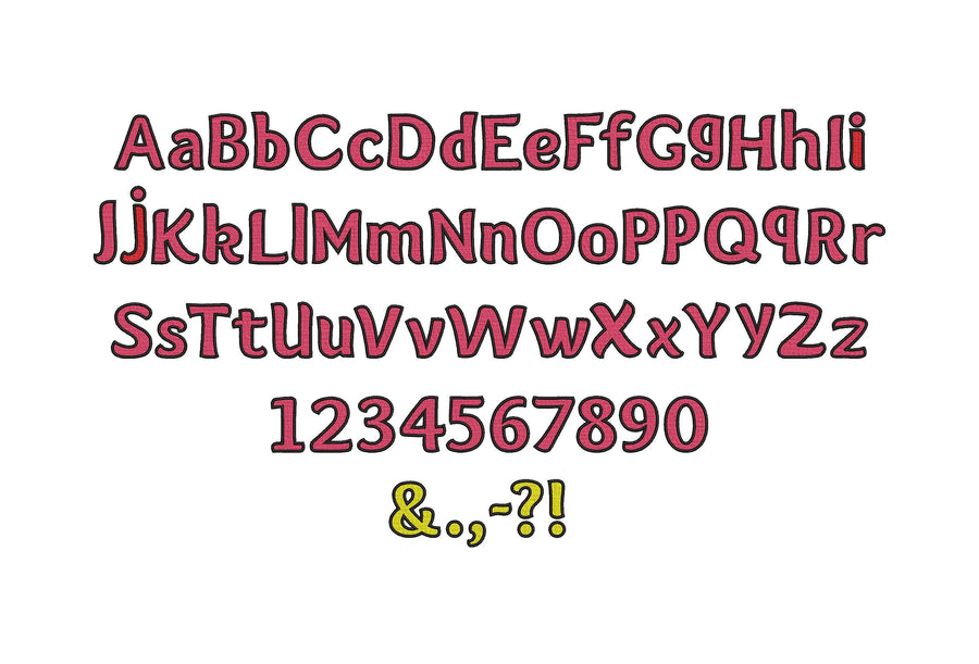 Bold Fill Stitch and Outline Kids Font