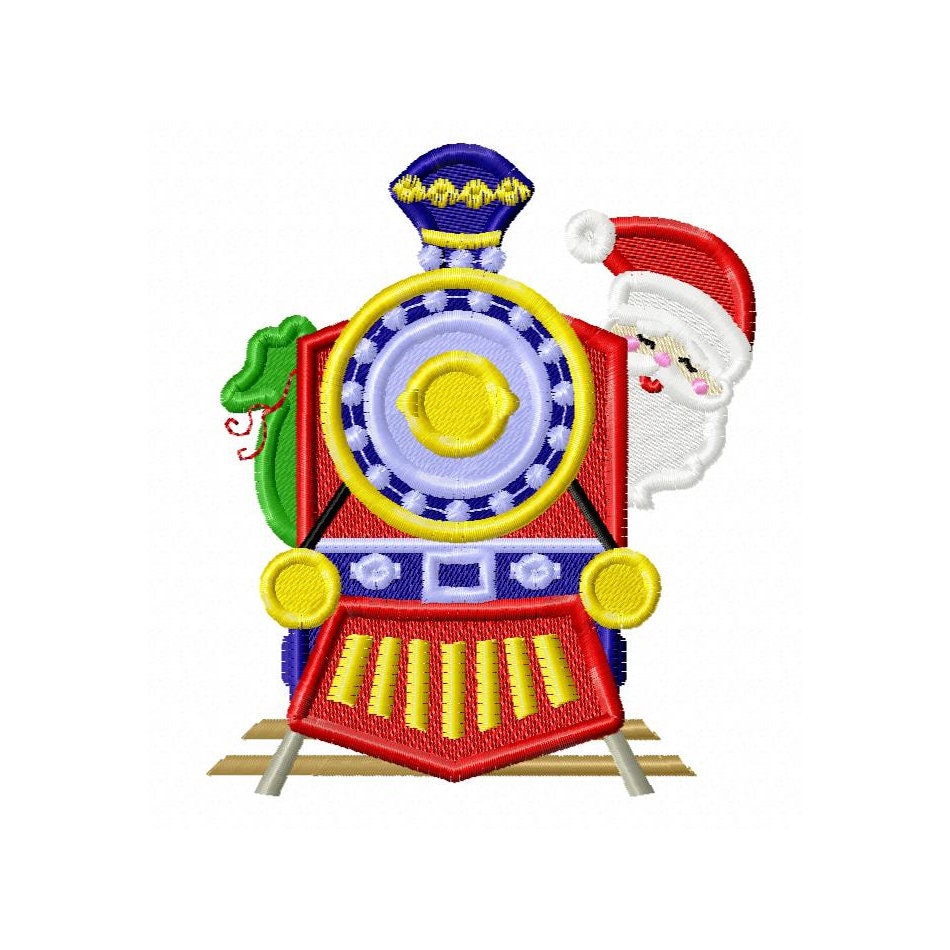 Santa Driving Christmas Train Applique