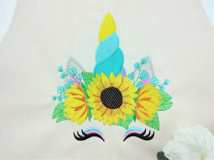 Sunflower Unicorn face, Unicorn head with fall autumn sunflower floral