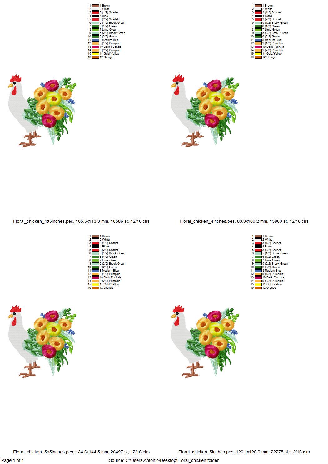 Fringed Floral Chicken Rooster