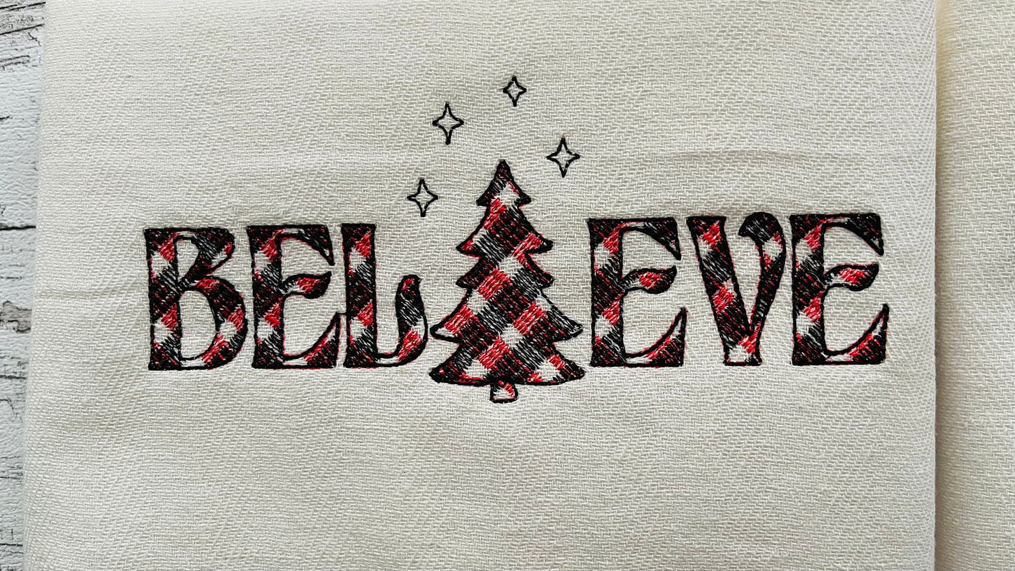 Gingham Tartan Patterned Christmas Saying Set