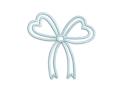 Heart Shape Ribbon Side Bow Applique