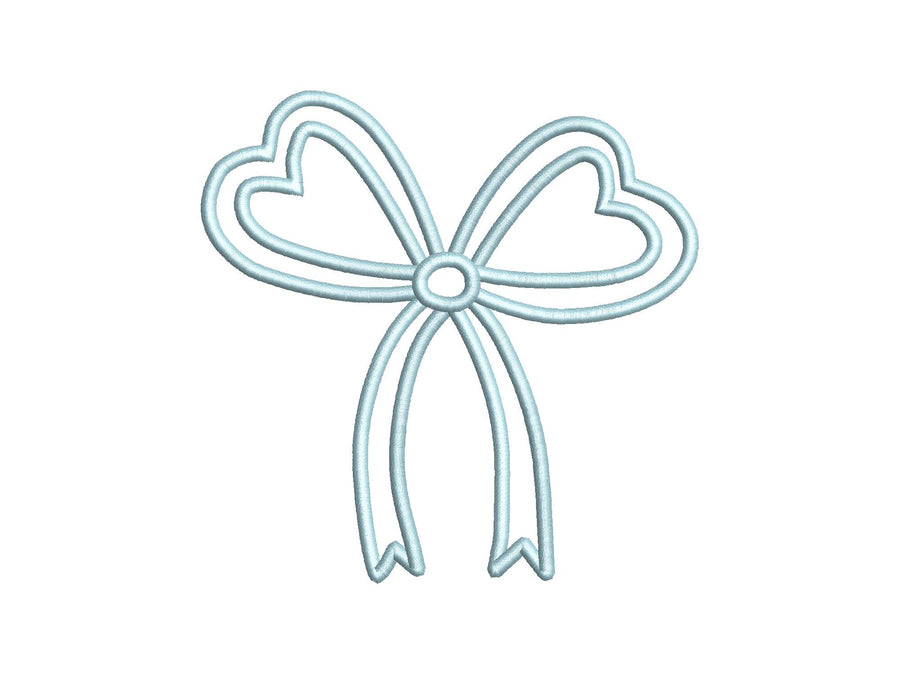 Heart Shape Ribbon Side Bow Applique